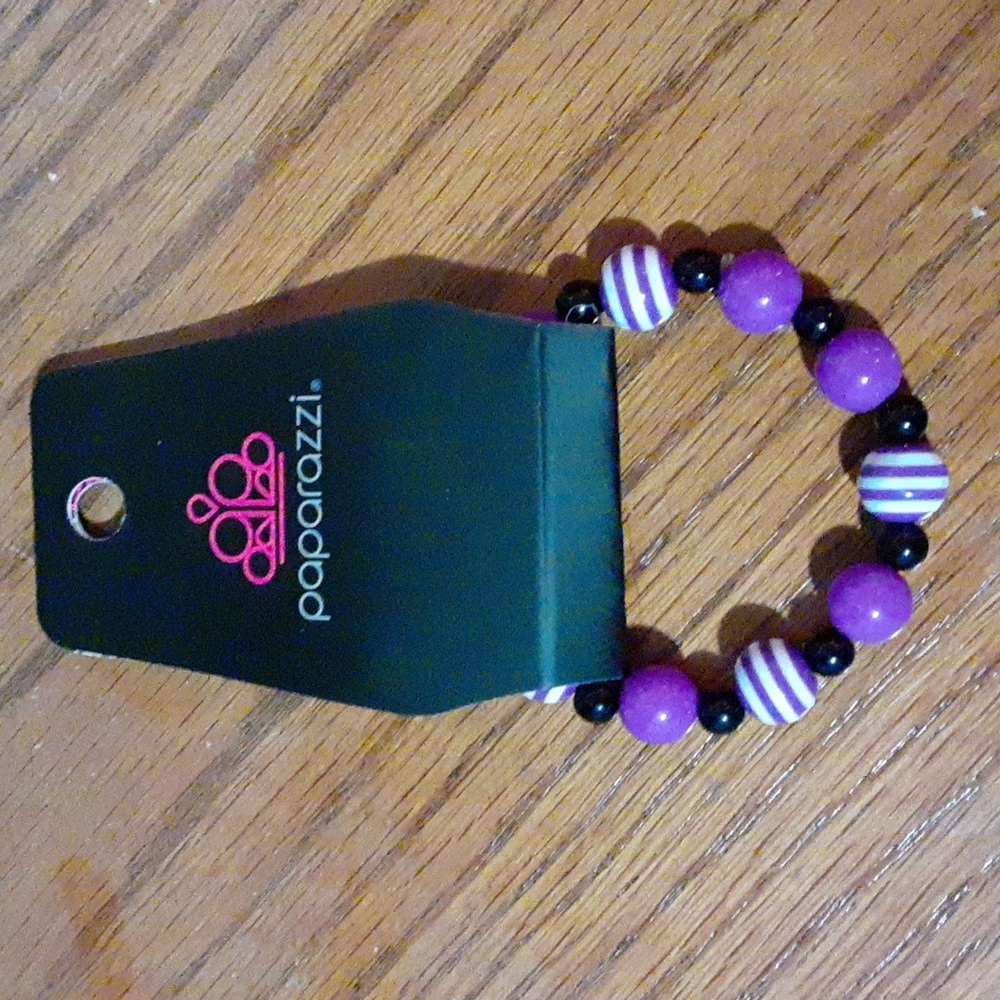 Purple Beaded Stretch Bracelet